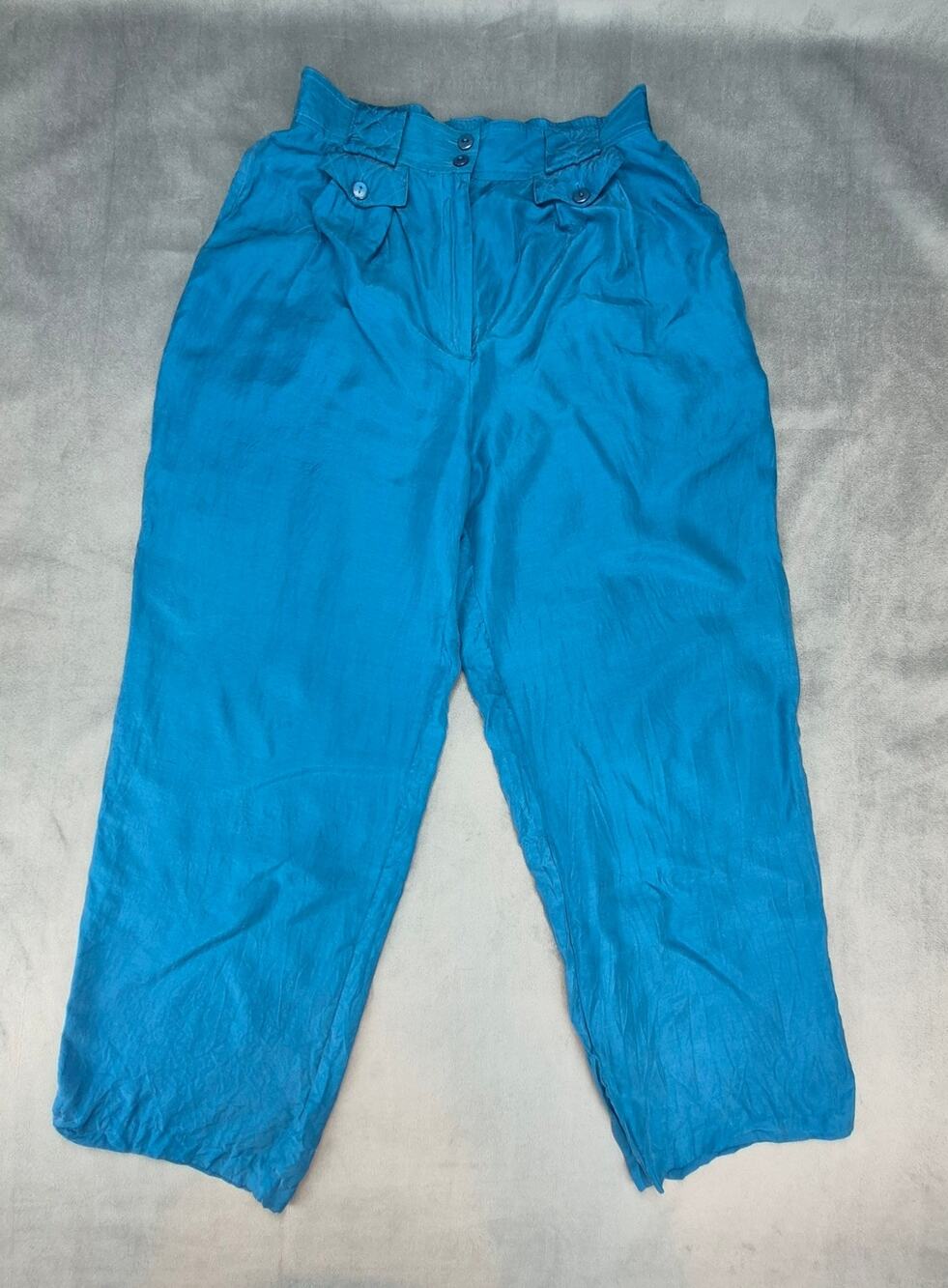 SK & Company Retro 80's Silk Pants Pleated Turquoise Women's M